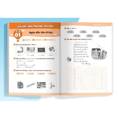 Sách - Vở Luyện Viết Chính Tả Âm - Vần - Đoạn - Chữ Hoa Lớp 1 - Megabook