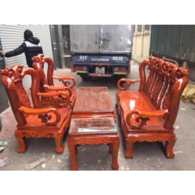 Bộ ghế quốc đào gỗ sà cừ tay 12