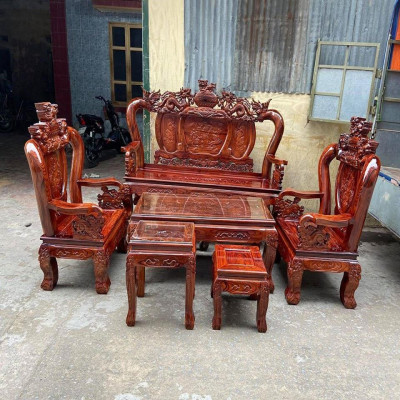 Bộ bàn ghế Nghê Bảo Đỉnh gỗ Xà Cừ