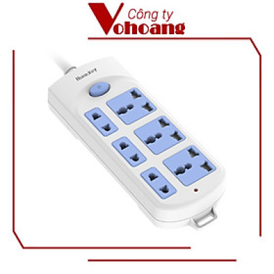 Ổ cắm điện 6 lỗ cắm Huntkey HK-A63 dây dài 3 mét, chịu tải 2500W với 3 lỗ cắm đa năng - Hàng chính hãng 