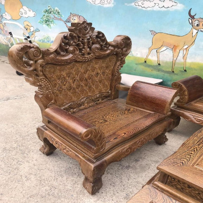 Bộ Bàn Ghế Hoàng Gia Gỗ Mun Đuôi Công