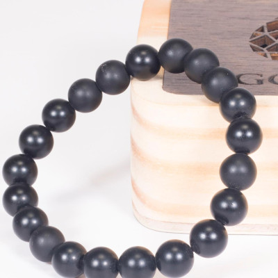 Vòng tay phong thủy đá obsidian nhám mệnh thủy , kim - Ngọc Quý Gemstones