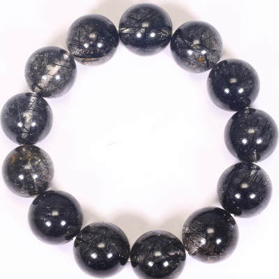 Vòng tay đá thạch anh tóc đen size hạt 17mm mệnh thủy, mộc - Ngọc Quý Gemstones