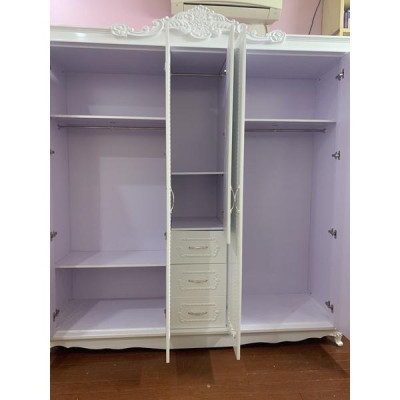 Tủ quần áo Tân cổ điển gỗ MDF phun nhũ vàng