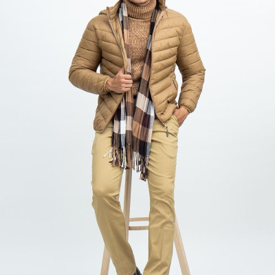 Áo Jacket nam Novelty 03 lớp lông vũ màu nâu NJKMMTMNLR1805314