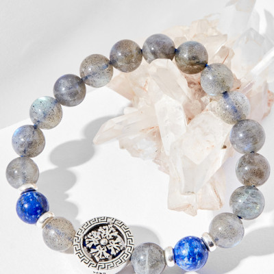 Vòng tay xà cừ ánh xanh mix đá lapis charm bạc Ngọc Quý Gemstones