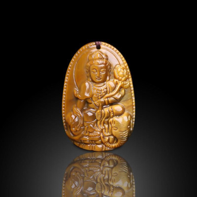 Mặt dây chuyền phật bản mệnh 12 con giáp đá mắt hổ 5A