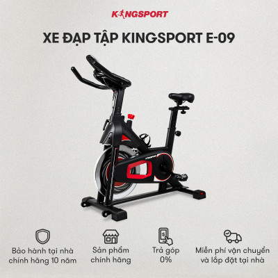 Xe đạp tập KINGSPORT Stronger E-09 bánh đà 6kg, kháng lực từ tính êm ái, tích hợp đồng hồ đo lường chỉ số, cân nặng phù hợp từ 80-85kg