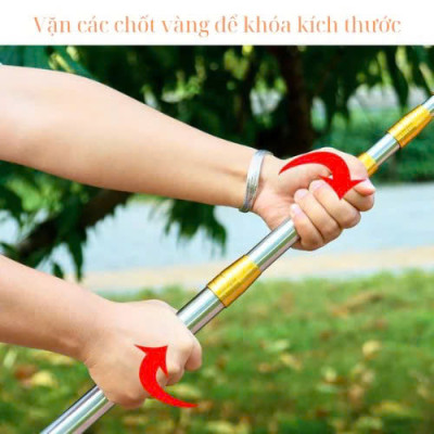 Sào Vợt Inox Hái Trái Cây Cao Cấp – Rút Dài Tới 6M, Kèm 4 Phụ Kiện Tiện Lợi Hàng Xịn Loại 1