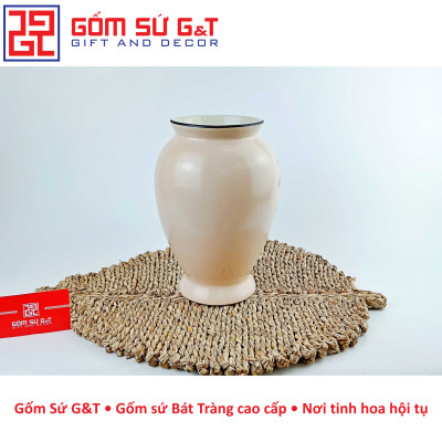 Lọ hoa dáng đùi dế vẽ chim hoa phù dung Gốm Sứ G&T