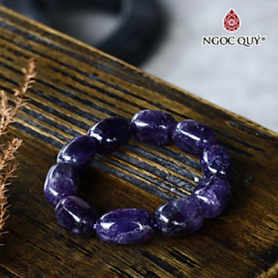 Vòng thạch anh tím hạt thô 13mm mệnh hỏa. thổ - Ngọc Quý Gemstones