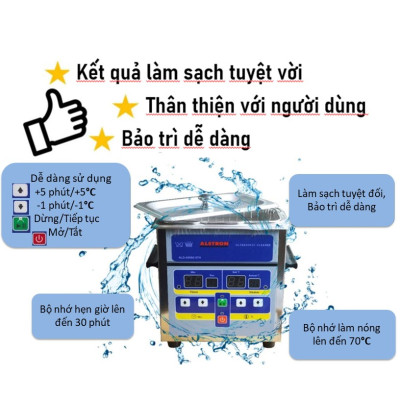 Máy Rửa Sóng Âm 100W 2.8 Lít Thương Hiệu ALSTRON Singapore - Ultrasonic Cleaner (ALD-40100-28H)