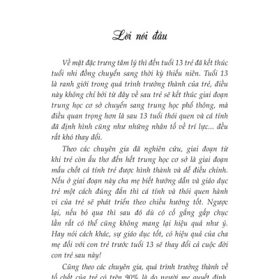 Mẹ Cần Làm Gì Với Con Cái Trước Tuổi 13