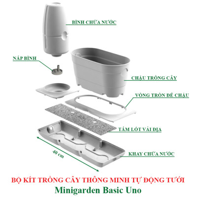 1 BỘ CHẬU TỰ DƯỠNG TRỒNG RAU BÍ XANH BASIC UNO NHẬP KHẨU BỒ ĐÀO NHA DÀNH CHO NGƯỜI BẬN RỘN NHƯNG YÊU THÍCH TRỒNG RAU TẠI NHÀ