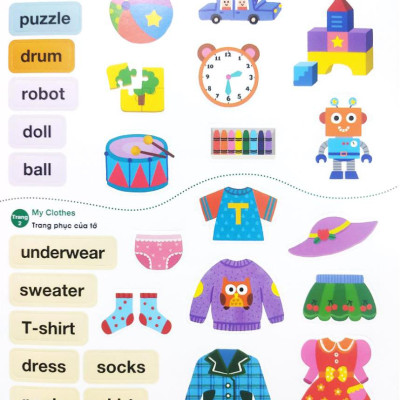 Bé Vui Học Tiếng Anh Cùng Sticker - First Words - Những Từ Vựng Đầu Tiên