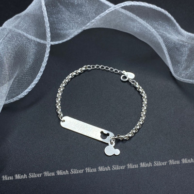 Lắc tay Cho Bé Bạc Ta Nguyên Chất S99 Chuột Mickey Chính Hãng Bạc Hiểu Minh LTE567 