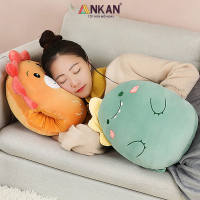 Bộ Chăn Gối Văn Phòng 3 Trong 1 Sư Tử Cam, Siêu Mềm Mại