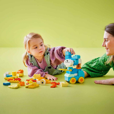 LEGO DUPLO 10448 Đồ Chơi Lắp Ráp 3 Trong 1 Động Vật Đi Trên Bánh Xe (58 chi tiết)