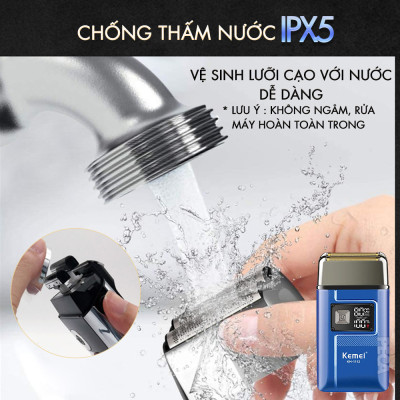 Máy cạo râu khô Kemei KM-1112 lưỡi kép điều chỉnh 2 mức tốc độ công suất mạnh có thể cạo đầu, fade trắng chân tóc - Hàng chính hãng