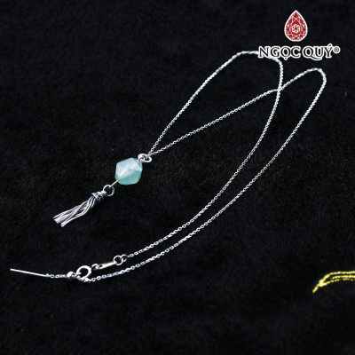 Dây chuyền bạc mặt thạch anh dâu xanh aventurine mệnh hỏa, mộc - Ngọc Qúy Gemstones
