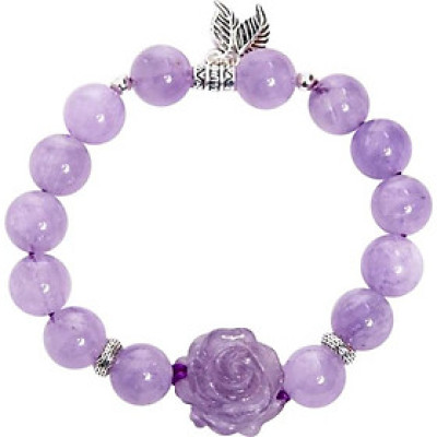 Vòng Thạch Anh Tím Ngọc Phối Hoa Mẫu Đơn Ngọc Quý Gemstones VT6