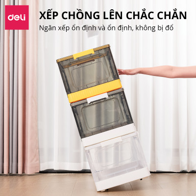 [Có Cỡ Đại 86L] Hộp Nhựa Đựng Đồ Đa Năng Có Nắp Đậy Cao Cấp Nhiều Kích Cỡ Deli - Có Thể Tháo Lắp Tiết Kiệm Không Gian