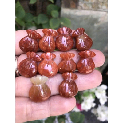 Mặt Dây Chuyền hay Mặt Nhẫn Túi Tiền Đá Cẩm Thạch Đỏ Cam Đậm Đẹp Size Dài 17mm Ngang 14mm Dầy 6mm Nữ lên trang sức đeo đẹp hợp mệnh hỏa mệnh thổ ạ