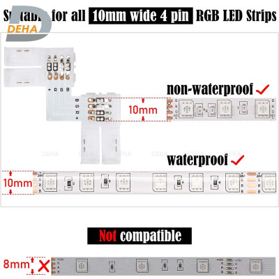 Đầu nối thẳng 4 chân cho led dây dán 5050 RGB đổi màu connector 4P pin 10 mm trang trí dán tường thạch cao, cây máy tính, màn hình, ti vi, TV, Gaming, Tiktok dán tường, chống nước bền đẹp- Chính hãng DEHA