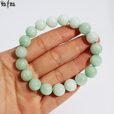 Vòng tay đá cẩm thạch Myanmar 10mm hợp mệnh Thổ, Mộc