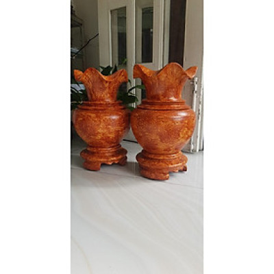 Cặp Bình củ tỏi bụng tròn đẹp gỗ nu gỗ hay gỗ gõ vẽ nu cao 42cm x đk bình 25cm x chân 20cm ý nghĩa cặp bình đem đến Bình An, phú quý tài Lộc trưng phòng khách nhà đẹp lắm 2 bên bàn thờ Thần Tài sáng đẹp sang luôn ạ
