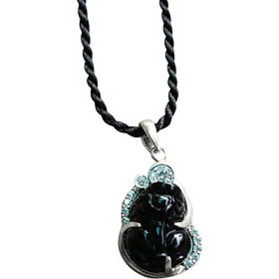 Tỳ Hưu Pha Lê Bọc Bạc Ngọc Quý Gemstones MD33 - Đen