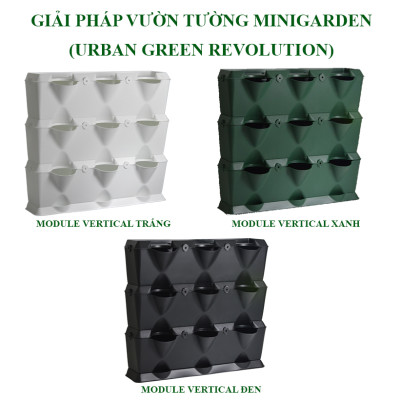 Chậu Trồng Cây Đứng Nhập Khẩu Châu Âu áp tường dạng tường xanh thẳng đứng hiệu Minigarden Vertical (Trọn bộ 3 SET + 1 KHAY nước)