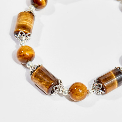 Vòng tay phong thủy nữ đá mắt hổ vàng nâu kim tiền 8mm mệnh thổ , kim - Ngọc Quý Gemstones