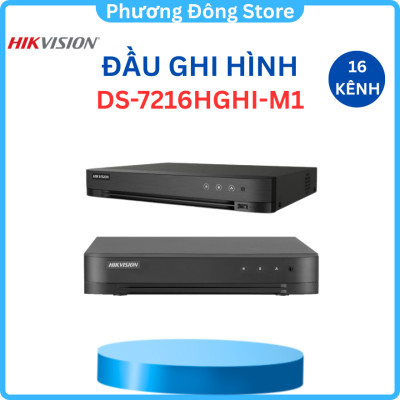 Đầu ghi hình HIKVISION 16 kênh Turbo HD 5 DS-7216HGHI-M1, gán thêm 2 camera IP 5MP, phân biệt người và phương tiện - Hàng chính hãng