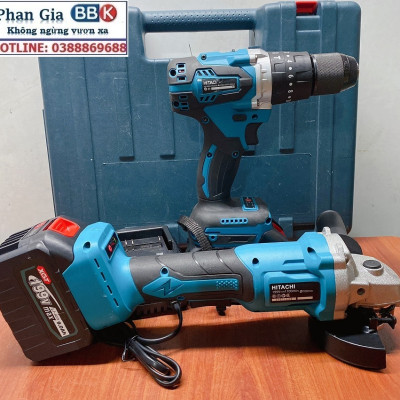Bộ Combo 2 Máy Gồm Máy Khoan Pin Và Máy Mài Pin Dùng Pin 15 Cell 199V Lõi Đồng Không Than - Tặng Hộp Đựng - Bảo Hành 12 Tháng