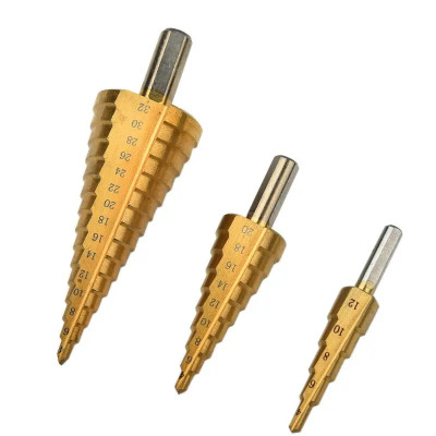 Mũi khoan đa năng, mũi khoan bước thép chuôi tròn phủ titanium