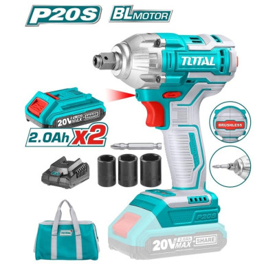 MÁY BẮN BU LÔNG PIN 20V (2 pin 2.0Ah + sạc)TOTAL TIWLI20208 - HÀNG CHÍNH HÃNG