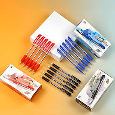 Combo 5/10/20 Bút bi Thiên Long TL-025 ngòi 0.8mm mực xanh đỏ đen có tấm đệm mềm giúp cầm êm tay và giảm trơn khi viết