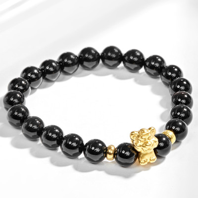 Vòng Tay Đá Thiên Thạch Charm Tuổi Dần Bạc Mạ Vàng 24K Ngọc Quý Gemstones
