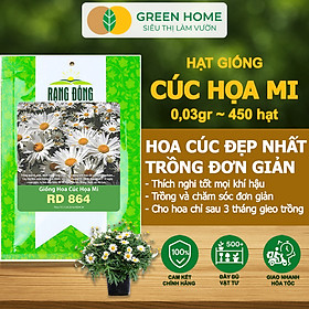 Hạt Giống Cúc Hoạ Mi Greenhome, Gói 0,03gr~450 hạt, Dễ Trồng Quanh Năm, Hoa Trắng, Nhuỵ Vàng H04