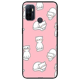 Ốp lưng dành cho Oppo A53 - A93 / F17 Pro - A31 - A8 2019 mẫu Mèo Trắng Nền Hồng