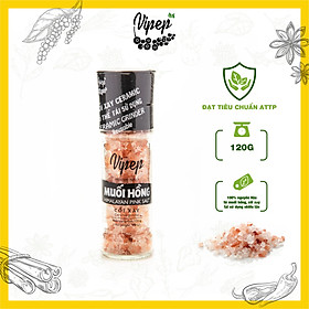 Muối Hồng Himalaya Nguyên Hạt Cối Xay Vipep Hũ Thủy Tinh 120g