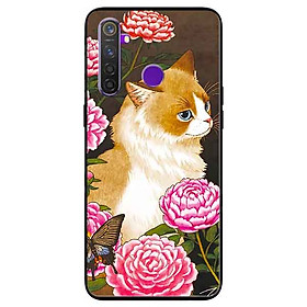 Ốp lưng in cho Realme 5 Mẫu Mèo Và Hoa