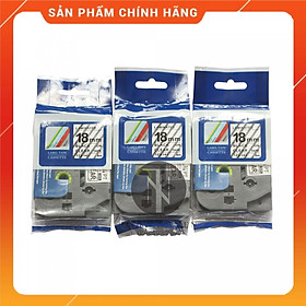 [Combo 3 hộp] Nhãn In đa lớp Tz2-141 - Đen nền trong 18mm x 8m - Hàng nhập khẩu