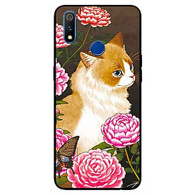 Ốp lưng in cho Realme 3 Mẫu Mèo Và Hoa