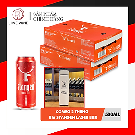 [Tặng bình giữ nhiệt] Combo 2 thùng Stangen Lager Beer 5.4% - Thùng 24 lon 500ml