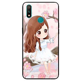 Ốp Lưng in cho Realme 3 Pro Mẫu Nàng Chibi Nền Hồng - Hàng Chính Hãng