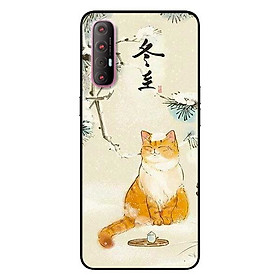Ốp lưng dành cho Oppo Reno 3 Pro mẫu Mèo Uống Trà