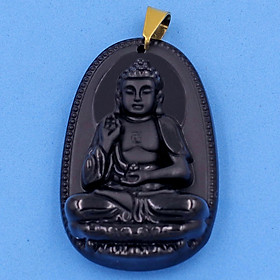 Mặt Phật A Di Đà thạch anh đen 5cm 