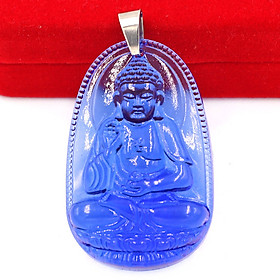 [Tuổi Tuất, Hợi] Mặt Dây Chuyền Phật A Di Đà Đá Pha Lê Xanh Dương Size Nhỏ 3.6cm & Size Lớn 5cm- Tặng Kèm Móc Inox - Phong Thủy 868 - May Mắn - Bình An